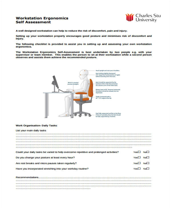 Workstation assessment Template 35 Self assessment form Templates Pdf Doc