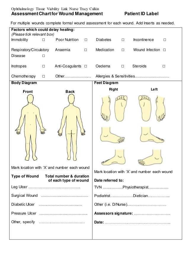 assessment chart for wound management patient id label 44263663