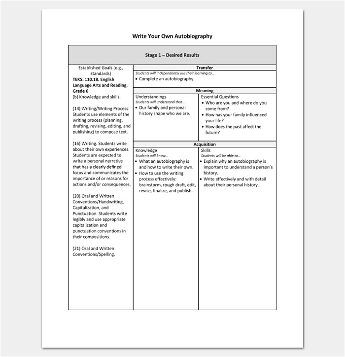 autobiography outline template