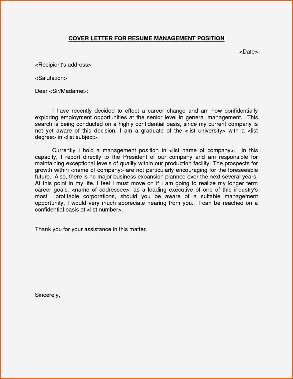 cover letter examples for manager position