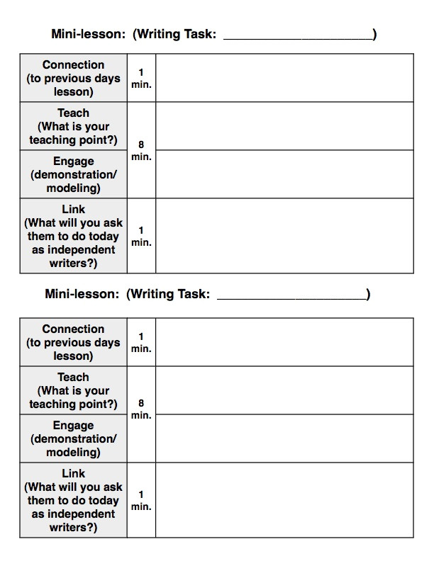 writing lesson plan template