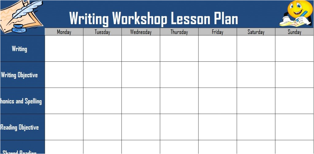 writing workshop lesson plan template