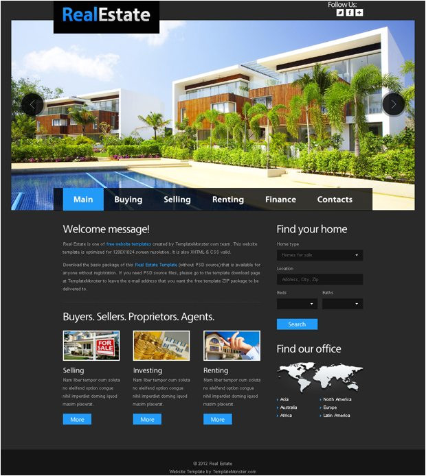 free website template real estate justslider