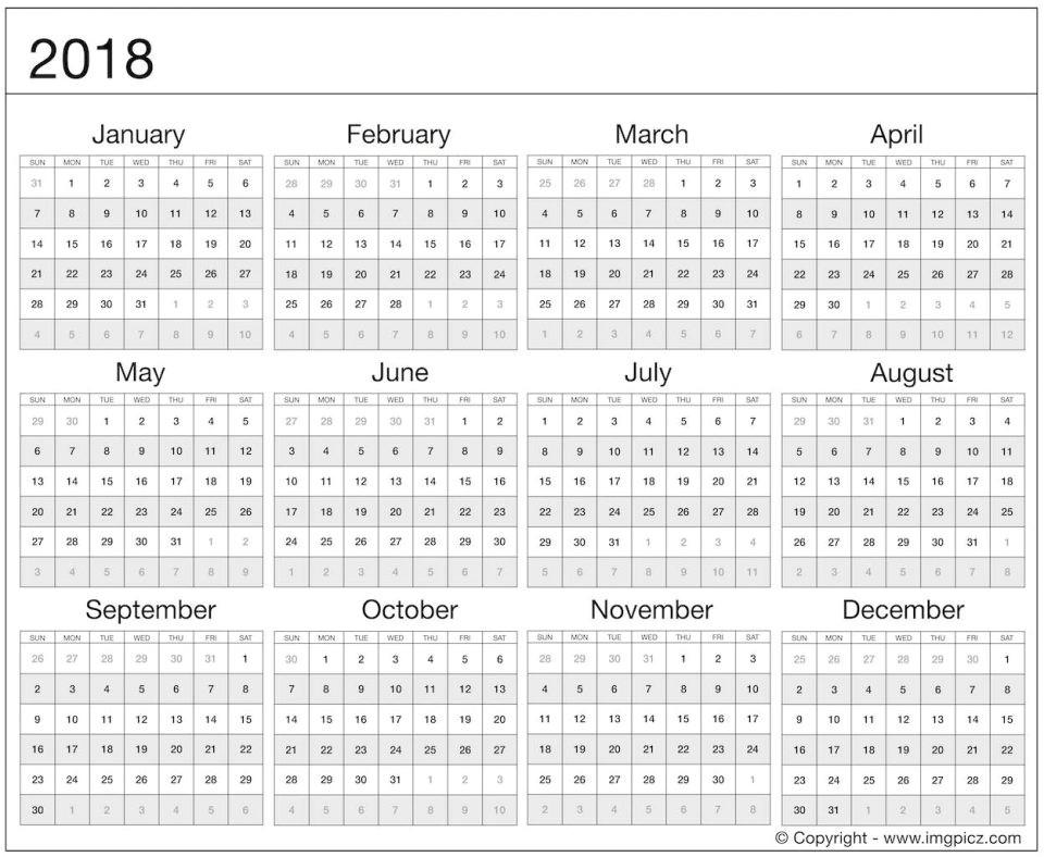 year at a glance template