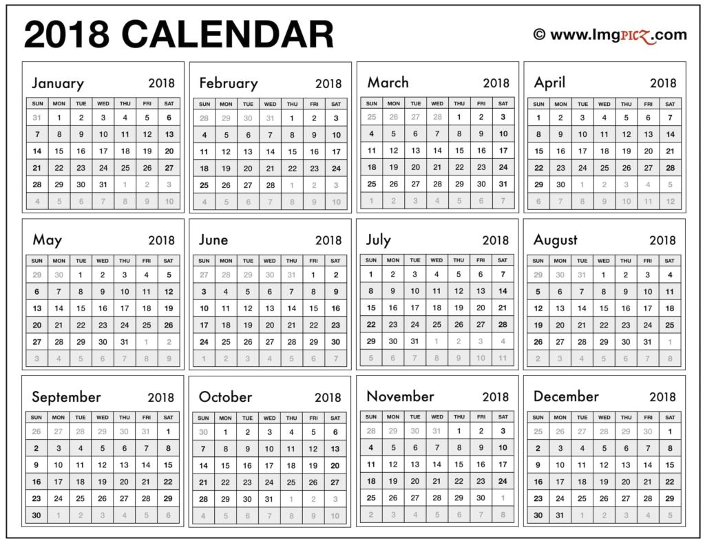 Year Long Calendar Template Year Long Calendar On One Page Photo Calendar Template 2018