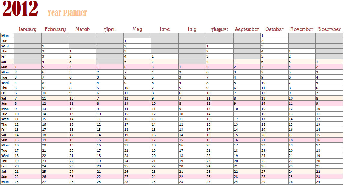 Yearly Planning Calendar Template 2014 8 Best Images Of Printable Yearly Planner Templates