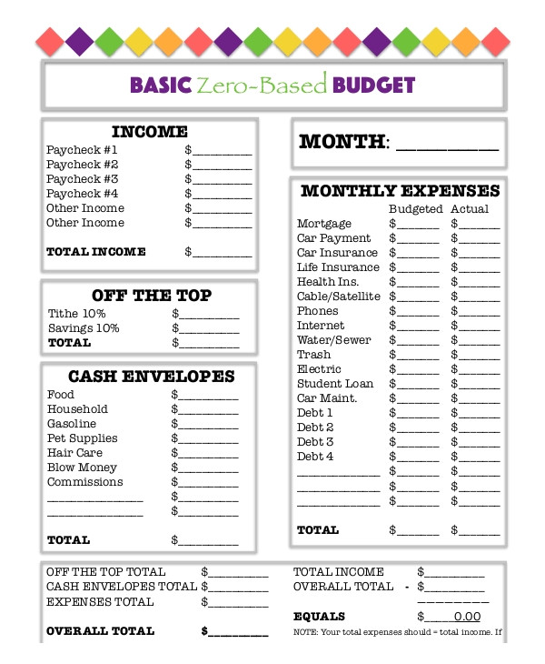 printable budget worksheets