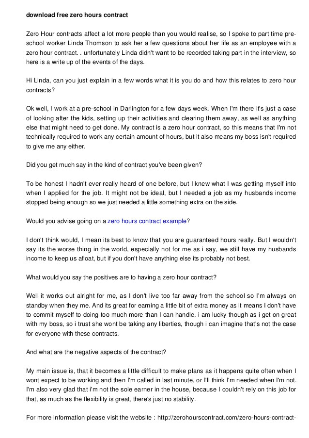0 Hour Contract Template Download Free Zero Hours Contract Template
