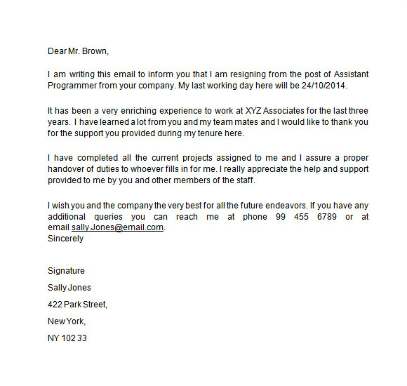 2 Weeks Notice Email Template Sample 2 Weeks Notice Template 6 Free Documents