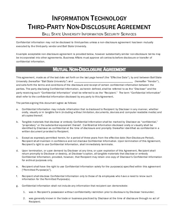 non disclosure agreement form