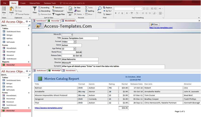 access video and movie rentals system management database templates 599