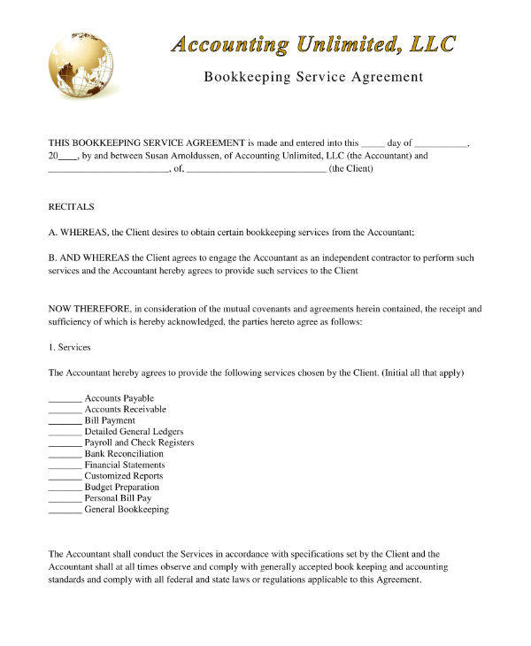 bookkeeping non disclosure agreement templates