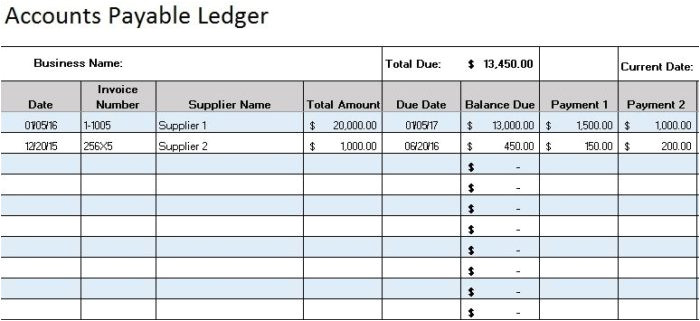 accounts payable ledger template