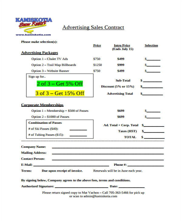 advertising contract sample