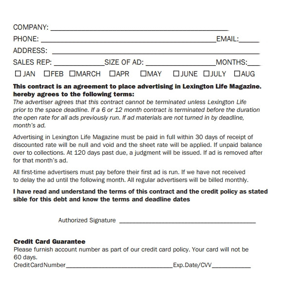 Advertising Sales Contract Template Free Advertising Contract Template 18 Sample Word Google