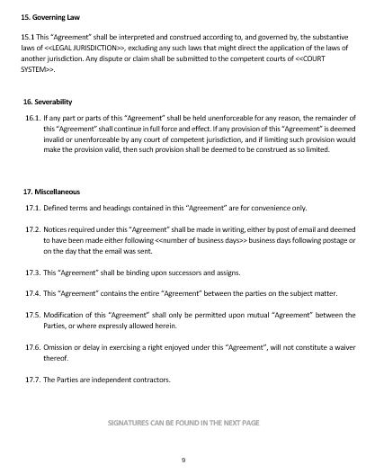 ne0160 affiliate agreement template english