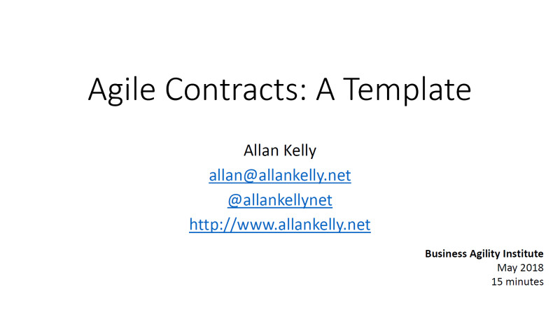 presentations agile contracts a template by allan kelly