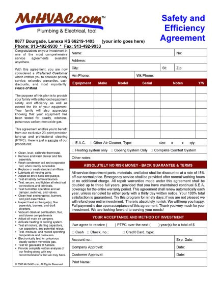air conditioning maintenance contract template
