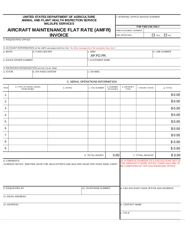 Aircraft Maintenance Contract Template 10 Maintenance Invoice Templates Free Sample Example