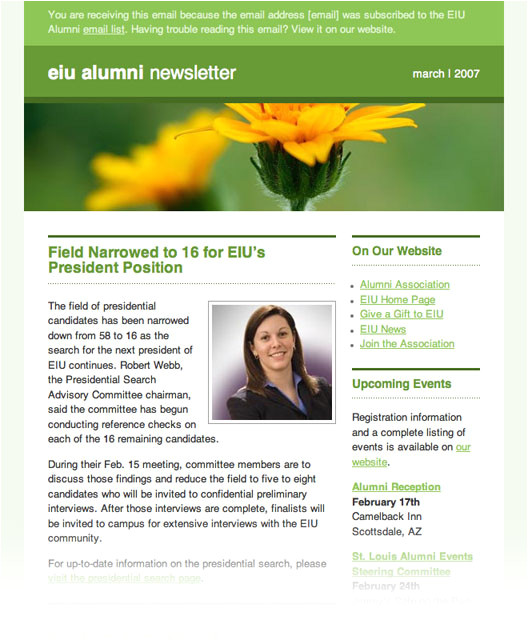 Alumni Email Template 1 Alumni Email Template Extreme Email Makeover Vol 3 Eiu Alumni association