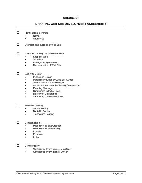 checklist drafting web site development agreements d5180