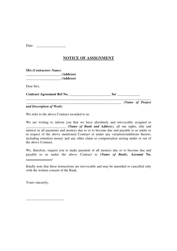 notice of assignment