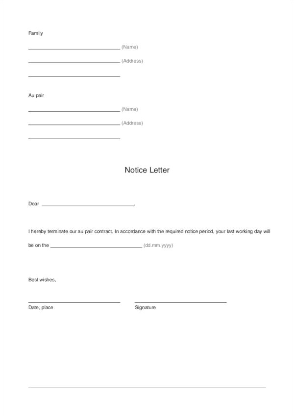 contract termination letter examples