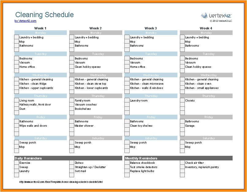 Au Pair Contract Template south Africa 12 13 Cleaning Checklist Printables Nhprimarysource Com