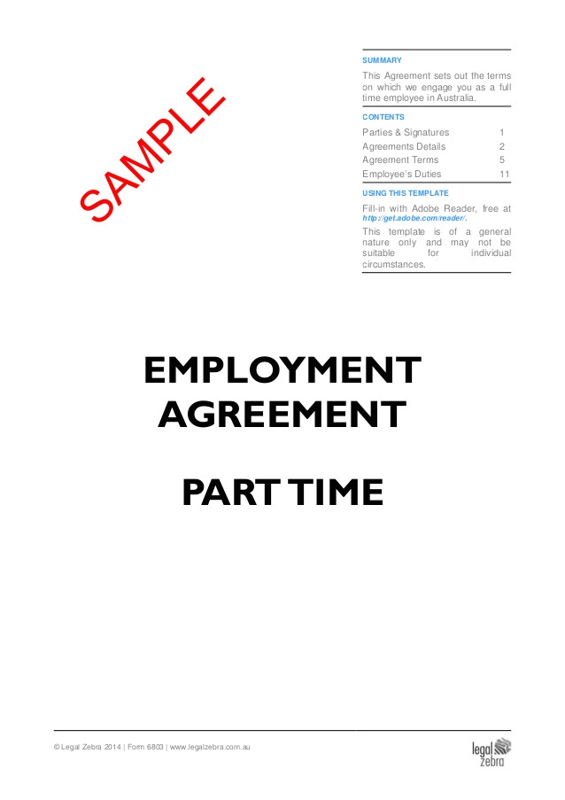 employment agreement for a part time employee doc 6803 sample tm 6810