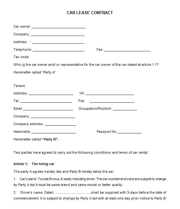 lease contract template