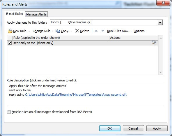 how to use a template as an automatic reply in outlook