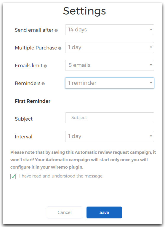 create an email template automated review request