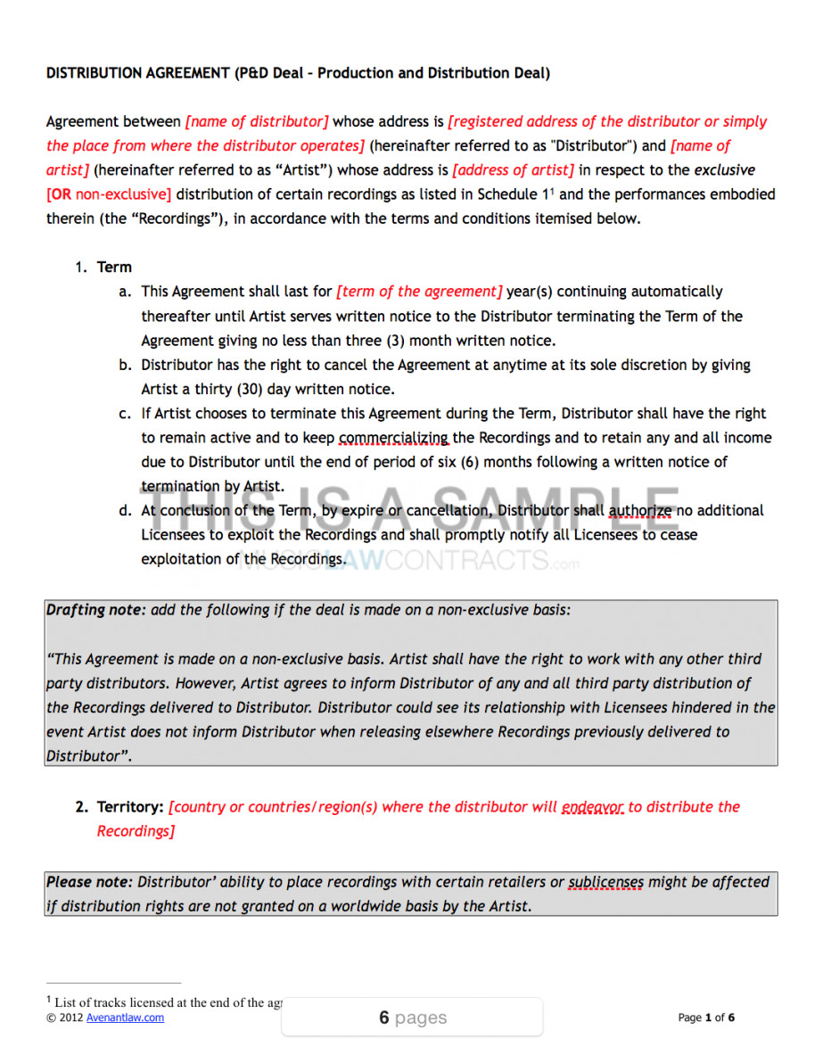 band management contract template