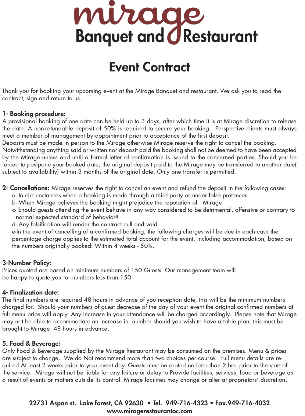 event contract