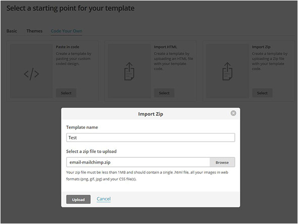 how to import an email template into mailchimp