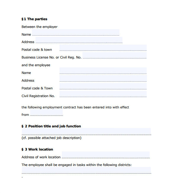 job contract template