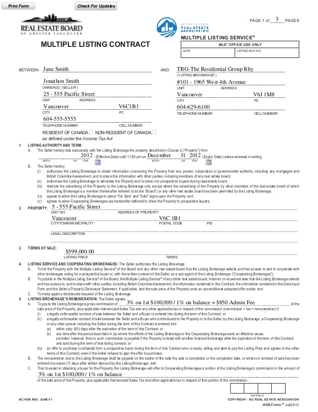 Bc Real Estate Contract Of Purchase and Sale Template 1 Bc Real Estate Contract Of Purchase and Sale Template Previous Mls Contract Example