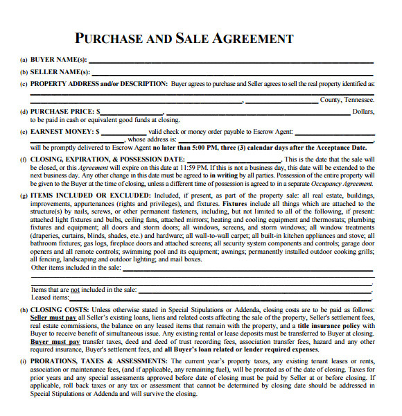 sample real estate purchase agreement