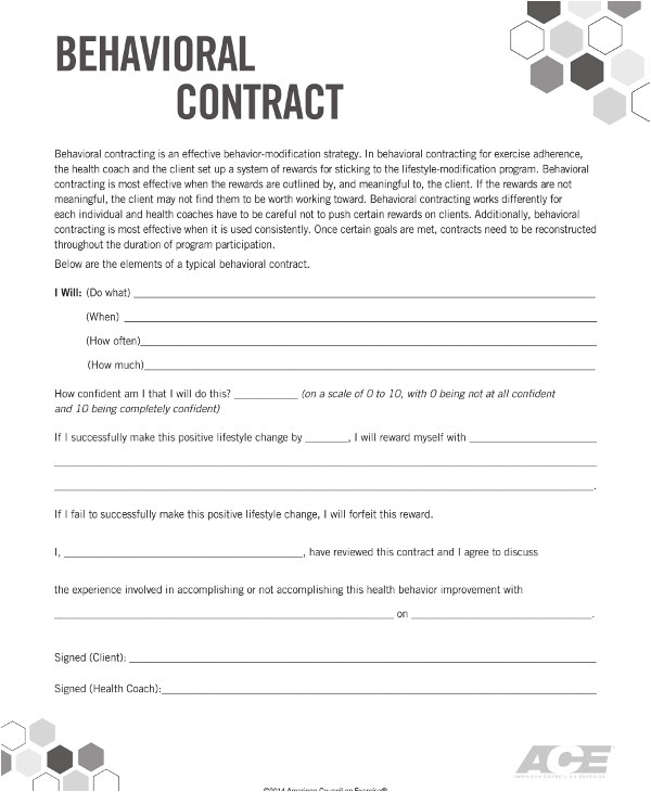 behavior change contract template examples