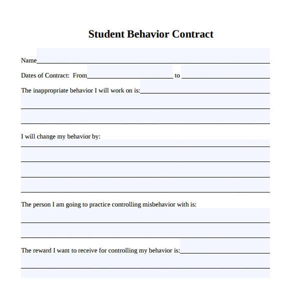 Behavior Contract Template High School Sample Behaviour Contract 15 Free Documents Download In