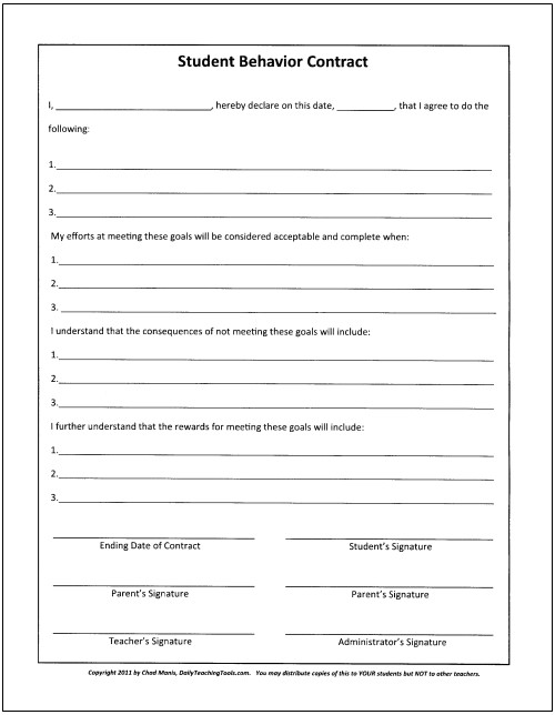 Behavior Modification Contract Template Classroom Behavior Management A Comprehensive Set Of