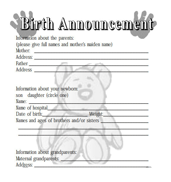birth announcement template