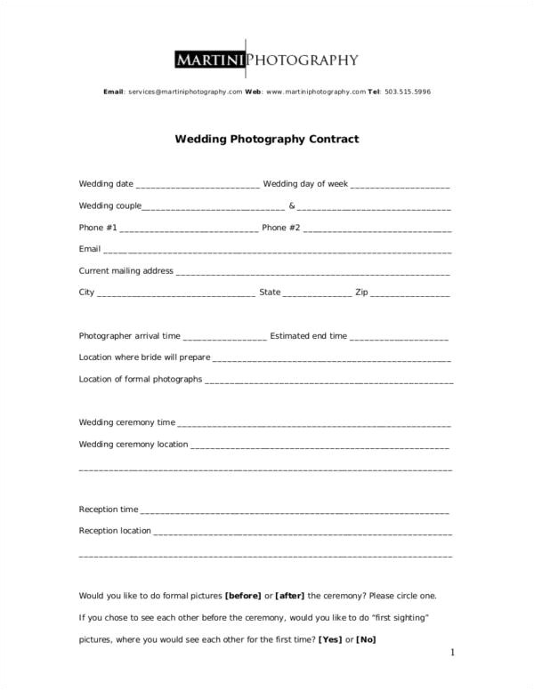 photography contract templates samples