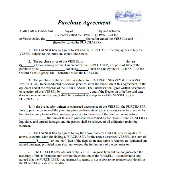 boat purchase agreement