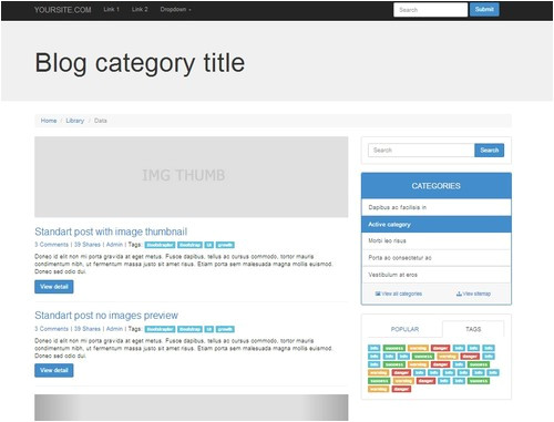 blog category responsive template bootstrap 3 0