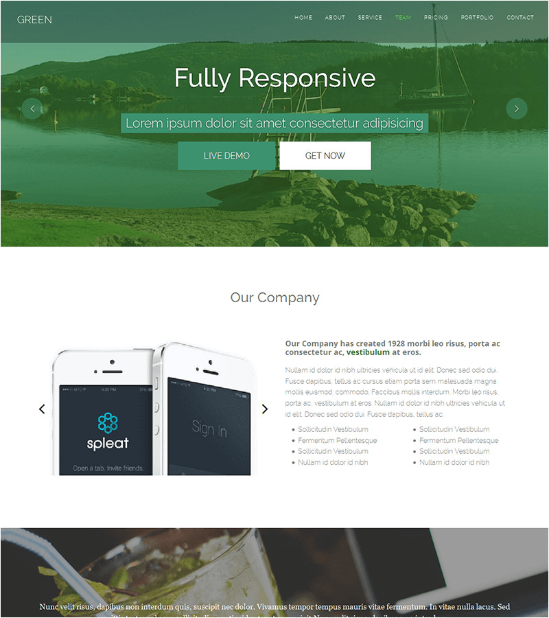 green free one page bootstrap template