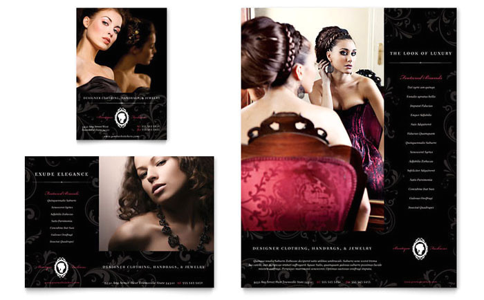formal fashions jewelry boutique flyer ad template design rt0040701