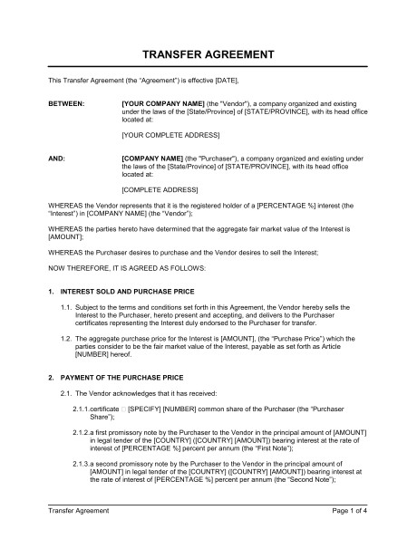 Build Operate Transfer Contract Template Transfer Agreement Intercompanies Template Word Pdf