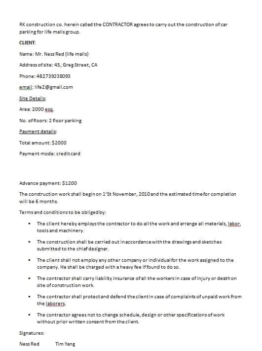 Builder Client Contract Template Free Contract Templates Word Pdf Agreements Part 3