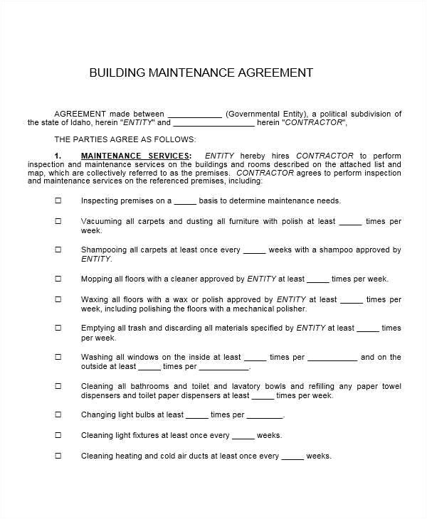 Building Maintenance Contract Template 17 Maintenance Contract Templates Pages Word Docs